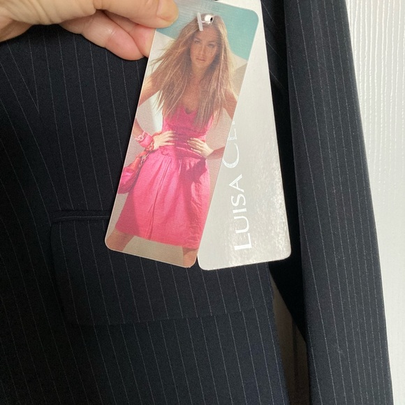 Luisa Cerano Dress Jacket, Blazer,Black, Striped, Two Button, Size 10, NWT, Wool - Picture 6 of 10